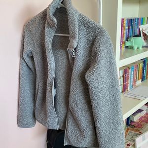 barely used, extra small gray teddy jacket